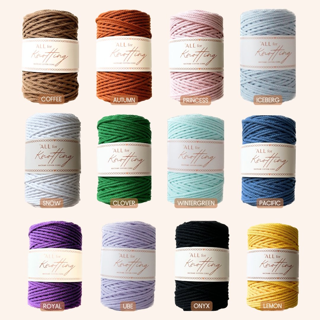 NEW COLORS! AFK Braided Cord | Macrame Cotton Cord - All for Knotting LLC