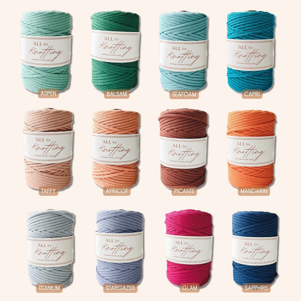 NEW COLORS! AFK Braided Cord | Macrame Cotton Cord - All for Knotting LLC