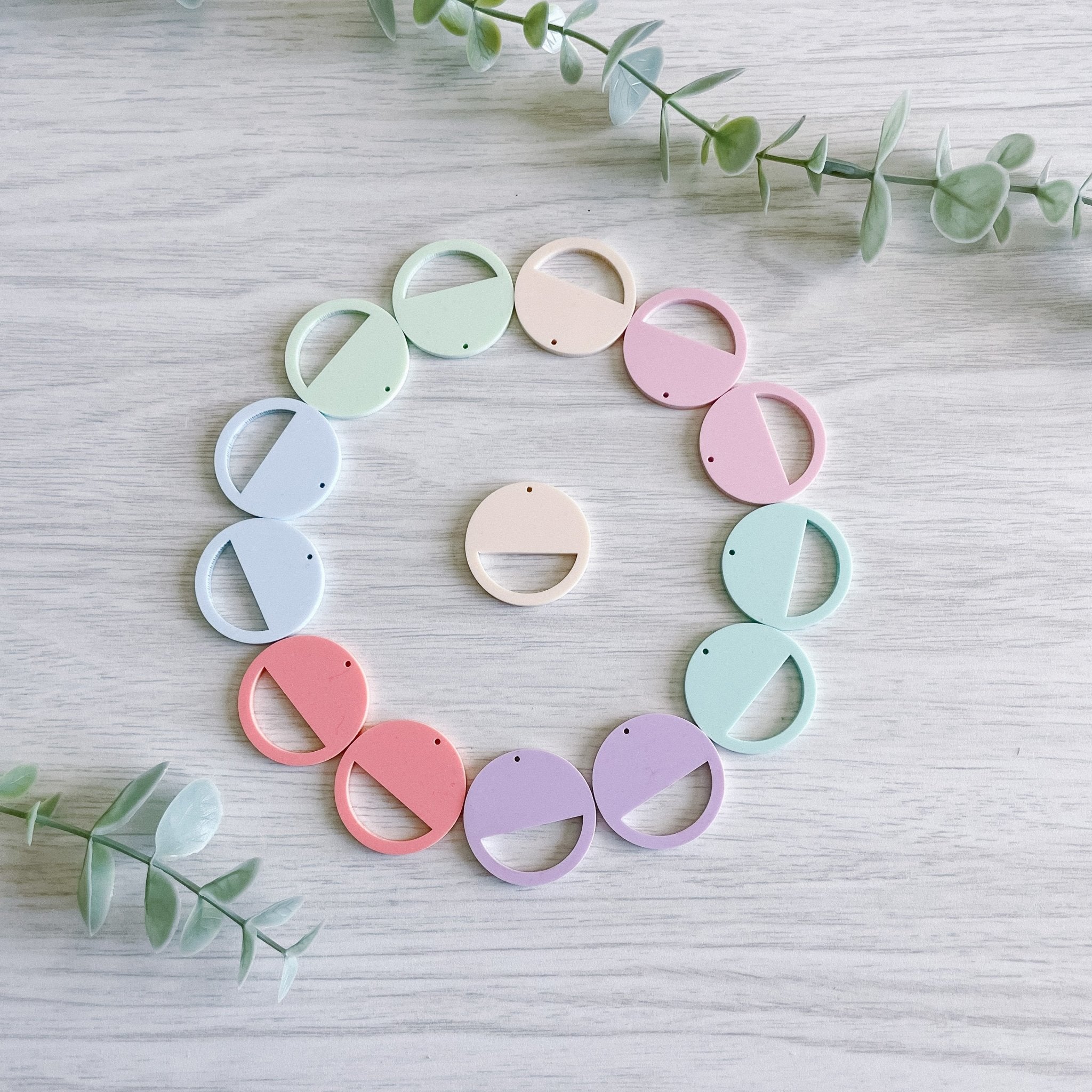PASTEL COLORS HALF CIRCLE MACRAME EARRING BLANKS | Acrylic Earring Blanks - All for Knotting LLC
