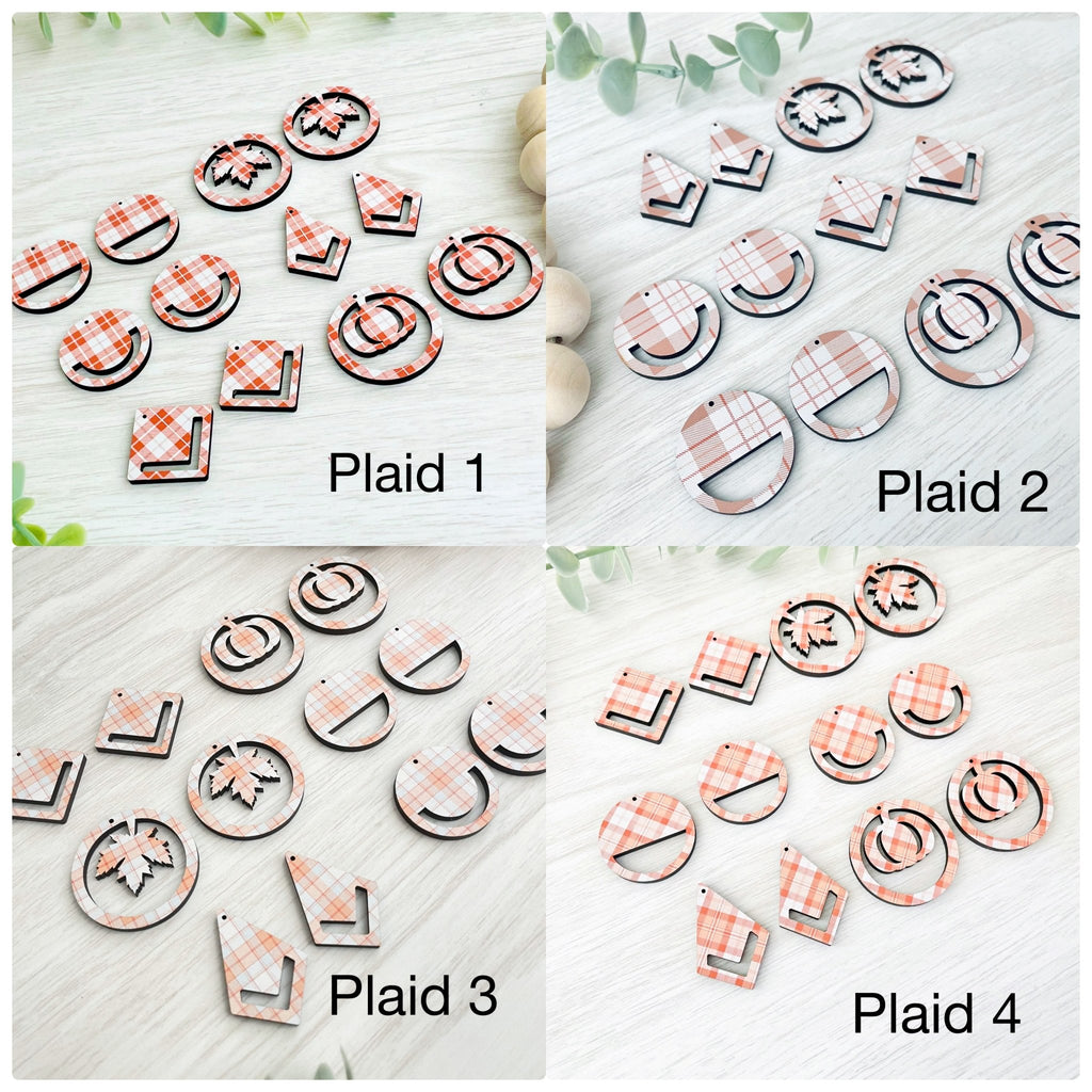 PLAID PRINTED PATTERN | Macrame Wooden Earring Blanks - All for Knotting LLC