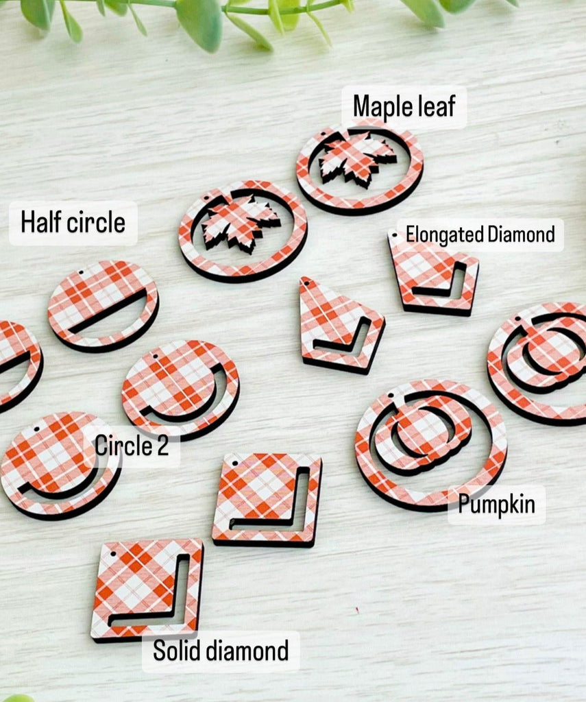 PLAID PRINTED PATTERN | Macrame Wooden Earring Blanks - All for Knotting LLC