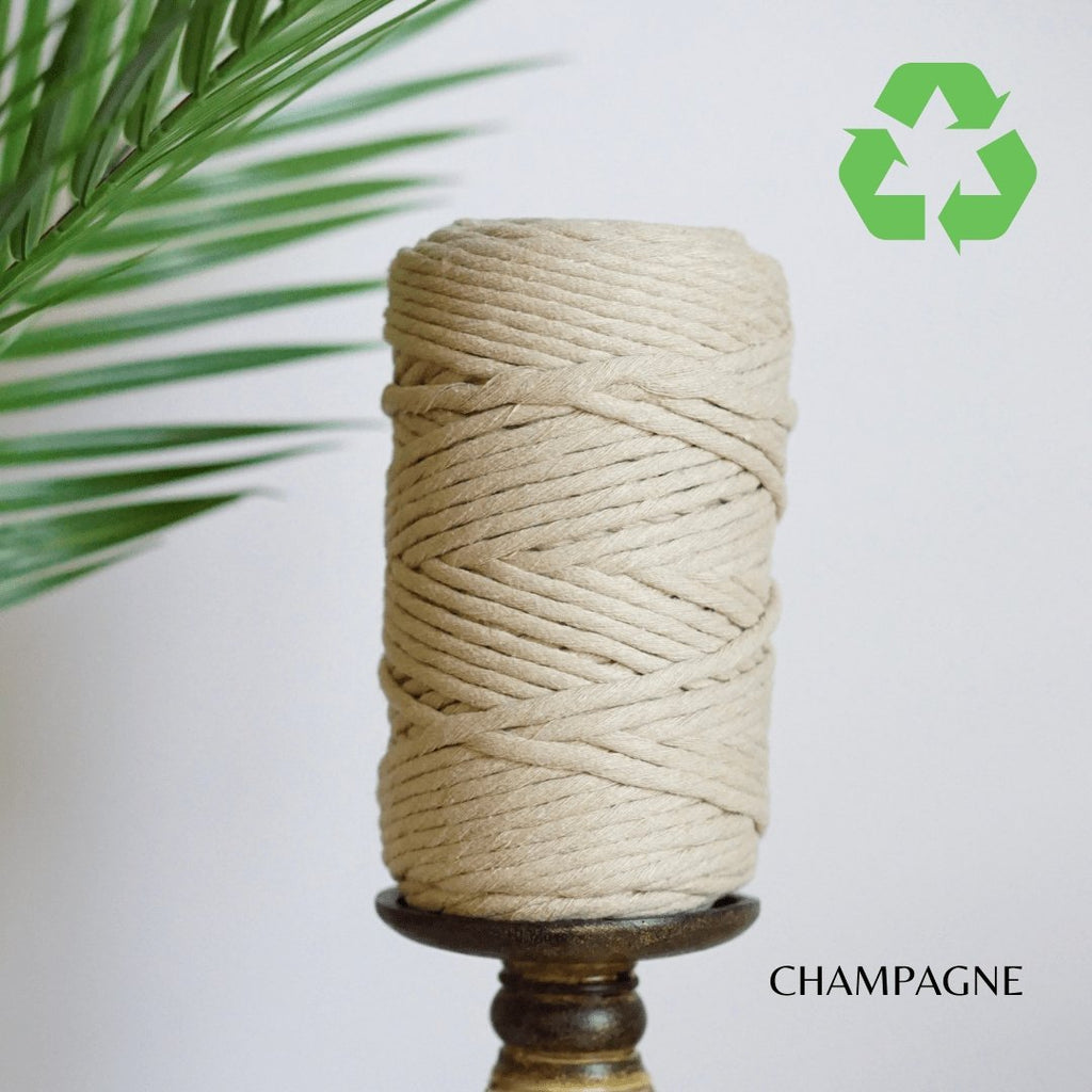 5mm RECYCLED COTTON, Single Strand Macrame Cord