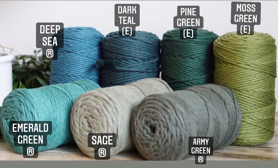 PREMIUM RECYCLED HALF KG | 3mm Single Strand Cotton Cord (Now in 21 colors) - All for Knotting LLC