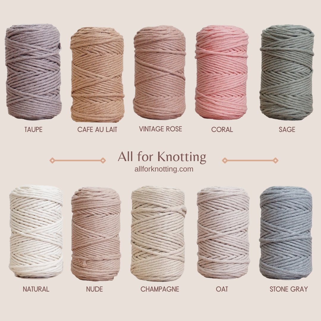 PREMIUM RECYCLED HALF KG | 5mm Single Strand Cotton Cord - All for Knotting LLC