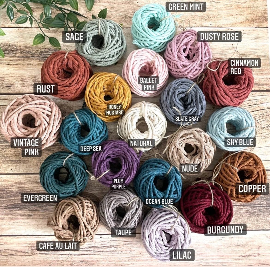 RECYCLED 3mm & 5mm Mini Spool (50ft) Single Strand Cotton Cord - All for Knotting LLC