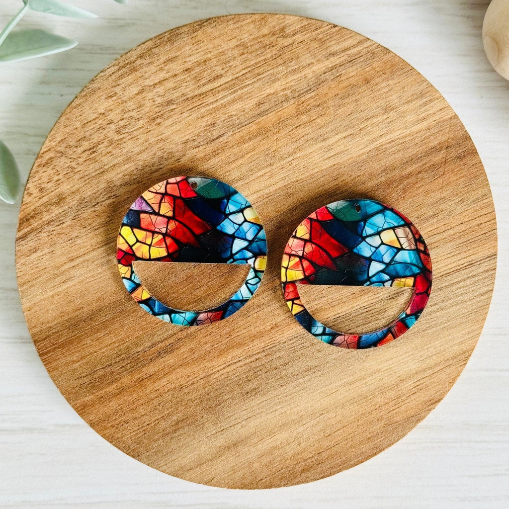 STAINED GLASS 1 ACRYLIC MACRAME EARRING BLANKS | Macrame Acrylic Blanks - All for Knotting LLC