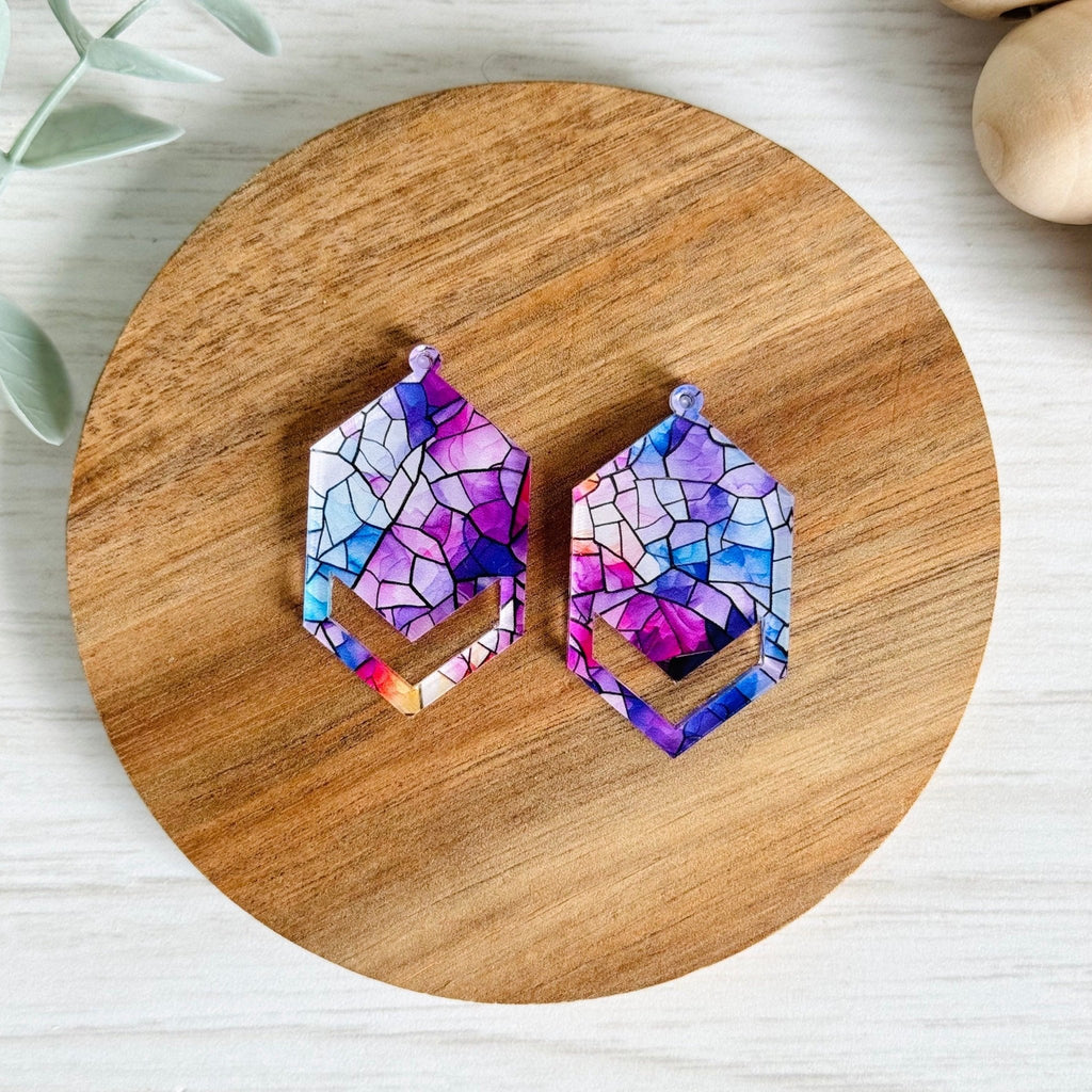 STAINED GLASS 2 ACRYLIC MACRAME EARRING BLANKS | Macrame Acrylic Blanks - All for Knotting LLC